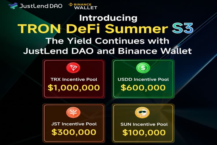 TRON DeFi Summer S3定档10月4日:200万美元奖池接棒,四大资产收益续航